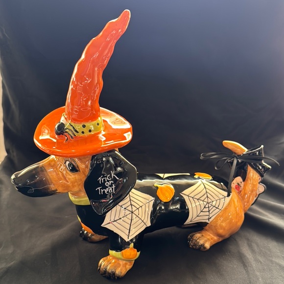 Other - Blue Sky NWT Halloween Dachshund Figurine with Witch Hat 12” L 10” H